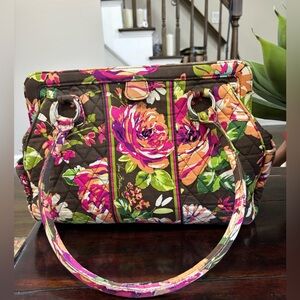 Vera Bradley Brown Floral Quilted Shoulder Bag